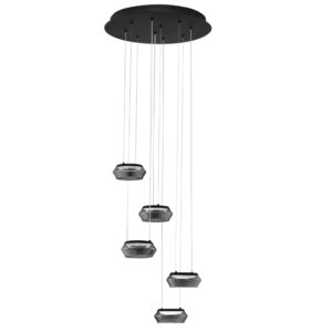 Nova Luce Kouřově &scaron;ed&eacute; skleněn&eacute; z&aacute;věsn&eacute; světlo Jailyn 45 cm