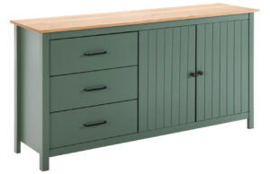 Olivově zelen&aacute; borovicov&aacute; komoda Marckeric Miranda 150 x 40 cm