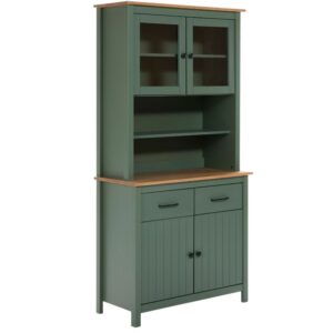 Olivově zelen&aacute; borovicov&aacute; vitr&iacute;na Marckeric Miranda 180 x 90 cm