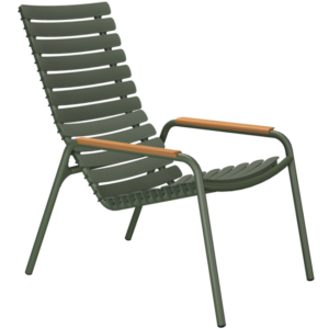 Olivově zelen&eacute; plastov&eacute; zahradn&iacute; lounge křeslo HOUE ReCLIPS II.