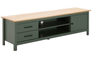 Olivově zelen&yacute; borovicov&yacute; TV stolek Marckeric Miranda 158 x 40 cm