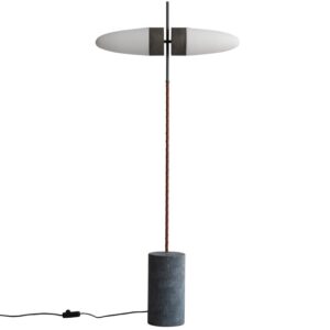 Op&aacute;lově b&iacute;l&aacute; skleněn&aacute; stojac&iacute; lampa 101Copenhagen Bull 140 cm s mramorovou podstavou