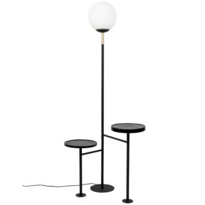 Op&aacute;lově b&iacute;l&aacute; skleněn&aacute; stojac&iacute; lampa ZUIVER ORION 145 cm s nab&iacute;jec&iacute; stanic&iacute;