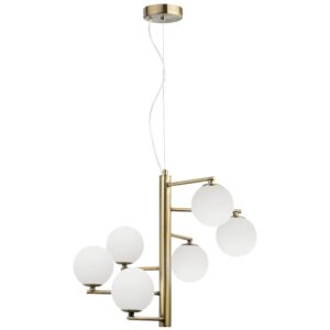 Op&aacute;lově b&iacute;l&eacute; skleněn&eacute; z&aacute;věsn&eacute; světlo Nova Luce Agrigento 45 cm