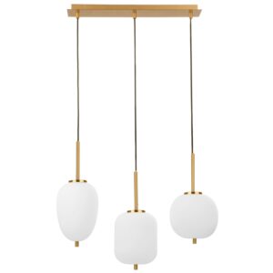 Op&aacute;lově b&iacute;l&eacute; skleněn&eacute; z&aacute;věsn&eacute; světlo Nova Luce Lato 53 cm s mosazn&yacute;m zavě&scaron;en&iacute;m