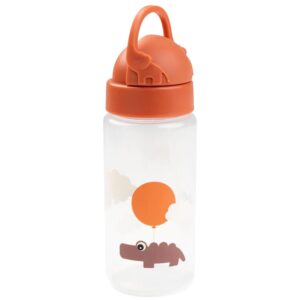 Oranžov&aacute; plastov&aacute; l&aacute;hev s brčkem Done by Deer Happy clouds 350 ml