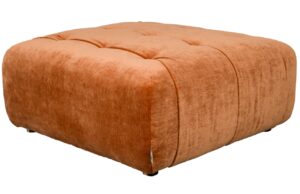 Oranžov&aacute; sametov&aacute; podnožka DUTCHBONE GIADA 91 x 91 cm