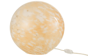 Oranžovo-b&iacute;l&aacute; skleněn&aacute; stoln&iacute; lampa J-line Melifa 20 cm