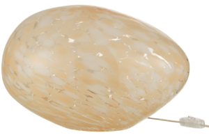 Oranžovo-b&iacute;l&aacute; skleněn&aacute; stoln&iacute; lampa J-line Melifa 40cm