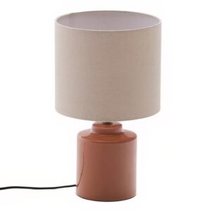 Oranžovočerven&aacute; keramick&aacute; stoln&iacute; lampa Kave Home Daeli