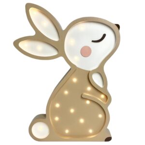 Peekaboo B&eacute;žov&aacute; dřevěn&aacute; dětsk&aacute; LED lampa Kr&aacute;l&iacute;ček 38 cm