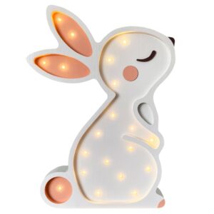 Peekaboo B&iacute;l&aacute; dřevěn&aacute; dětsk&aacute; LED lampa Kr&aacute;l&iacute;ček 38 cm