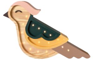 Peekaboo Dřevěn&aacute; dětsk&aacute; LED lampa Pt&aacute;ček III. 38 cm