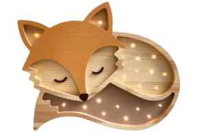 Peekaboo Oranžov&aacute; dřevěn&aacute; dětsk&aacute; LED lampa Li&scaron;ka 36 cm