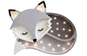 Peekaboo &Scaron;ed&aacute; dřevěn&aacute; dětsk&aacute; LED lampa Li&scaron;ka 36 cm