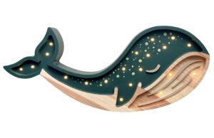 Peekaboo Zelen&aacute; dřevěn&aacute; dětsk&aacute; LED lampa Velryba 44