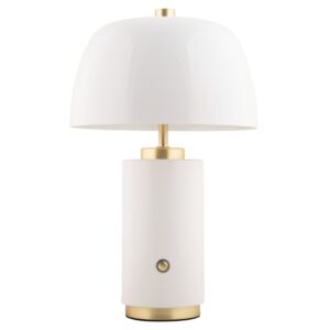 Present time B&iacute;l&aacute; kovov&aacute; nab&iacute;jec&iacute; stoln&iacute; LED lampa Reya