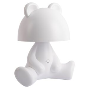 Present time B&iacute;l&aacute; plastov&aacute; dětsk&aacute; LED lampa Teddy 27 cm