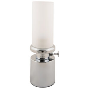 Present time Stř&iacute;brn&aacute; kovov&aacute; nab&iacute;jec&iacute; stoln&iacute; LED lampa Campy