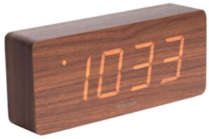 Present time Tmavě hněd&yacute; dřevěn&yacute; bud&iacute;k Level IV. s oranžov&yacute;m LED displejem