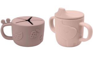 Růžov&aacute; dětsk&aacute; j&iacute;deln&iacute; sada Done by Deer Peekaboo Deer friends II.