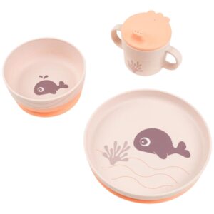 Růžov&aacute; dětsk&aacute; j&iacute;deln&iacute; sada Done by Deer Wally