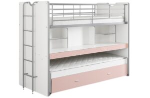 Růžov&aacute; dvoupatrov&aacute; postel se stolkem Vipack Bonny 90 x 200 cm