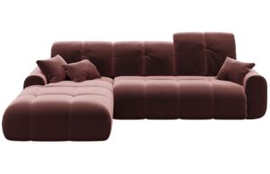 Růžov&aacute; sametov&aacute; rohov&aacute; pohovka DEVICHY Tous