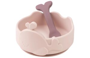Růžov&aacute; silikonov&aacute; miska se lžičkou Done by Deer Wally