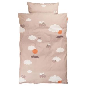 Růžov&eacute; bavlněn&eacute; dětsk&eacute; povlečen&iacute; Done by Deer Happy clouds junior