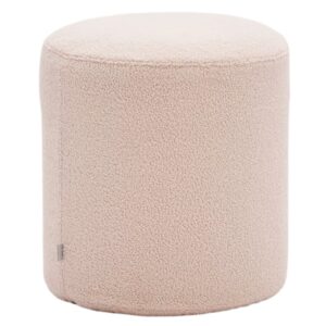 Růžov&yacute; boucl&eacute; taburet Kave Home Kaeli 43 cm