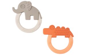 Sada b&eacute;žov&eacute;ho a oranžov&eacute;ho silikonov&eacute;ho kous&aacute;tka Done by Deer Deer friends