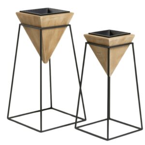 Sada dvou čern&yacute;ch květin&aacute;čů Kave Home Stared