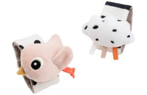 Sada dvou růžov&yacute;ch ply&scaron;ov&yacute;ch chrast&iacute;tek na z&aacute;pěst&iacute; Done by Deer Happy clouds