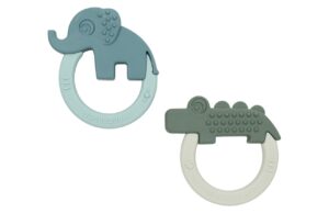 Sada modr&eacute;ho a zelen&eacute;ho silikonov&eacute;ho kous&aacute;tka Done by Deer Deer friends