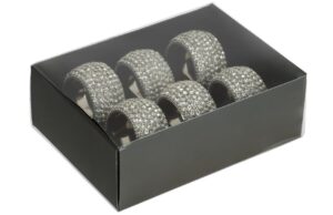 Sada &scaron;esti stř&iacute;brn&yacute;ch kroužků na ubrousky J-Line Clair 6 cm