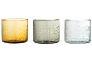 Sada tř&iacute; barevn&yacute;ch sklenic Bloomingville Jozefina 300 ml