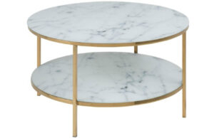 Scandi B&iacute;lo-zlat&yacute; skleněn&yacute; konferenčn&iacute; stolek Venice II 80 cm