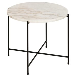 Scandi B&iacute;l&yacute; mramorov&yacute; odkl&aacute;dac&iacute; stolek Avila 52 cm