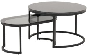 Scandi Set dvou čern&yacute;ch konferenčn&iacute;ch stolků Sprut 70/70 x 70/40 cm