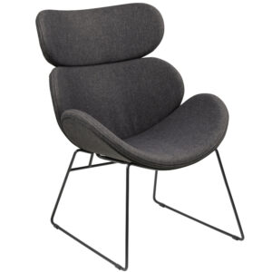 Scandi Tmavě &scaron;ed&eacute; l&aacute;tkov&eacute; křeslo Classo s černou podnož&iacute;