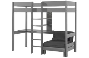 &Scaron;ed&aacute; borovicov&aacute; patrov&aacute; postel Vipack Pino 90 x 200 cm se stolem a rozkl&aacute;dac&iacute;m křeslem