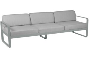 &Scaron;ed&aacute; čalouněn&aacute; zahradn&iacute; pohovka Fermob Bellevie 235 cm s popelavě &scaron;edou podnož&iacute;