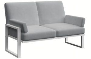 &Scaron;ed&aacute; dvoum&iacute;stn&aacute; zahradn&iacute; pohovka MESONICA Soledo s b&iacute;lou podnož&iacute; 140 cm