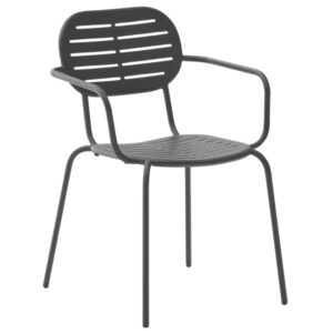 &Scaron;ed&aacute; kovov&aacute; zahradn&iacute; židle Kave Home Brai s područkami