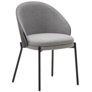 &Scaron;ed&aacute; l&aacute;tkov&aacute; j&iacute;deln&iacute; židle Kave Home Eamy s čern&yacute;m dřevěn&yacute;m opěradlem