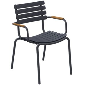 &Scaron;ed&aacute; plastov&aacute; zahradn&iacute; židle HOUE ReClips s bambusov&yacute;mi područkami