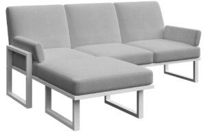 &Scaron;ed&aacute; rohov&aacute; zahradn&iacute; pohovka MESONICA Soledo s b&iacute;lou podnož&iacute; 205 cm