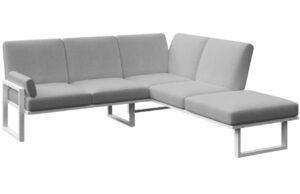 &Scaron;ed&aacute; rohov&aacute; zahradn&iacute; pohovka MESONICA Soledo s b&iacute;lou podnož&iacute; 216 cm