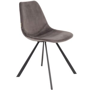 &Scaron;ed&aacute; sametov&aacute; j&iacute;deln&iacute; židle DUTCHBONE Franky